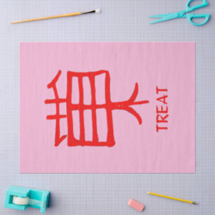 Kanji Leckerei rotes Pink-Papiertaschpapier Seidenpapier