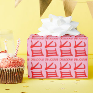 Kanji Leckeres rosa glänzendes Verpackungspapier Geschenkpapier