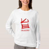 Kanji Leckeres Rot Frauen Langarm Sjirt T-Shirt (Vorderseite)