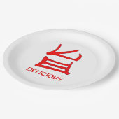 Kanji Leckeres Rotes Großpapier Teller (Schrägansicht)