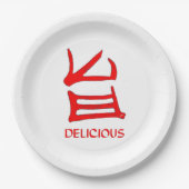 Kanji Leckeres Rotes Großpapier Teller (Vorderseite)