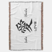 Kanji Liebe benutzerdefinierte Farbe & Textwerfer Decke (Vorderseite Vertikal)