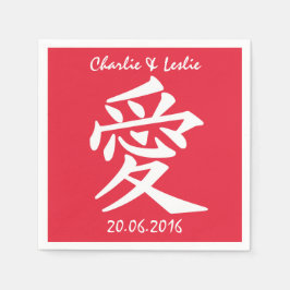 Kanji-Liebe für benutzerdefinierte Text- und Farbp Serviette