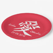 Kanji-Liebe für Teller mit benutzerdefiniertem Tex (Schrägansicht)