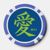 Kanji Liebe kundenspezifische Monogramm- und Poker Pokerchips (Rückseite)