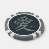 Kanji Liebe kundenspezifische Monogramm- und Poker Pokerchips (Einzeln)