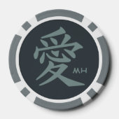 Kanji Liebe kundenspezifische Monogramm- und Poker Pokerchips (Rückseite)