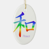 Kanji Peace Symbol in Chakra Colors Keramikornament (Rechts)