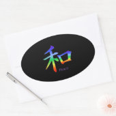 Kanji Peace Symbol in Chakra Colors Ovaler Aufkleber (Umschlag)