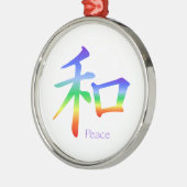 Kanji Peace Symbol in Chakra Colors Silbernes Ornament (Links)