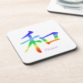 Kanji Peace Symbol in Chakra Colors Untersetzer (Linke Seite)