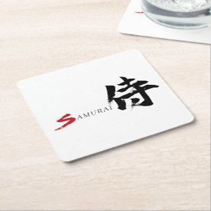 Kanji Samurai Japanische Kalligrafie Rechteckiger Pappuntersetzer