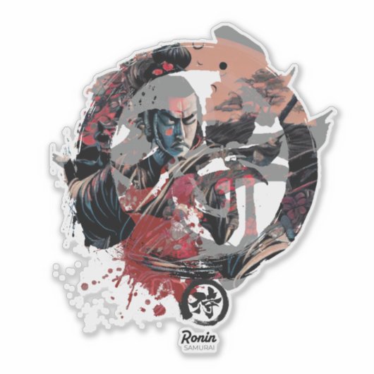 Kanji Samurai Ronin Sticker (Vorderseite)