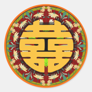 Kanjiz doppeltes Glück chinesischer Hochzeitsaufkl Runder Aufkleber