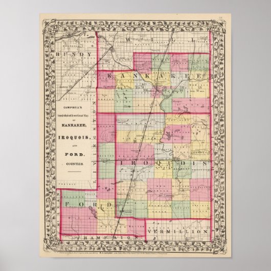 Kankakee, Irokesen, Ford Landkreise Poster (Vorne)