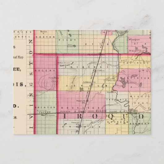 Kankakee, Irokesen, Ford Landkreise Postkarte (Vorderseite)