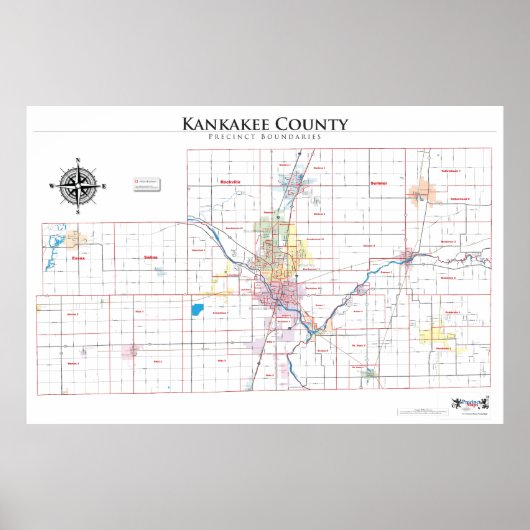 Kankakee Landkreis Precinct Karte Poster (Vorne)