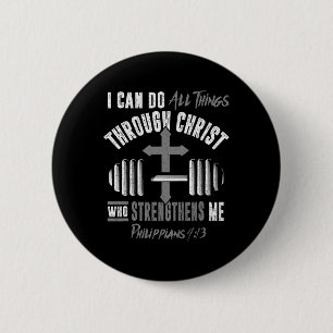 Kann alle Dinge Christliche Jesus Bodybuilding Wei Button