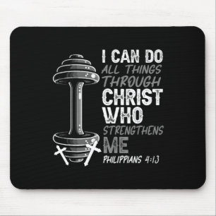 Kann alle Dinge Christliche Jesus Bodybuilding Wei Mousepad