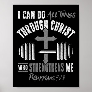 Kann alle Dinge Christliche Jesus-Bodybuilding Wei Poster