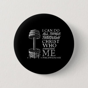 Kann alle Dinge Gewichtheber Christliche Bibel Fit Button