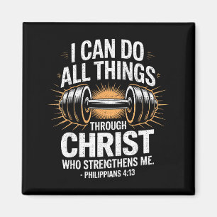 Kann alle Dinge Gewichtheber Christliches Fitnesss Magnet