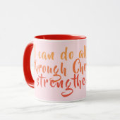 Kann alles tun, Rosa-Schrift-Tasse Tasse (Vorderseite Links)