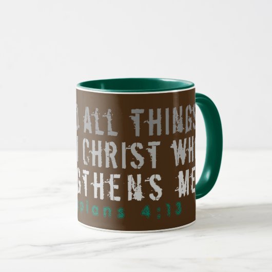 Kann alles tun Scripture Tasse Brown (VorderseiteRechts)