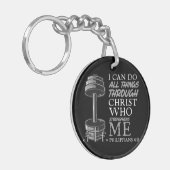 Kann alles tun, was Weightlifter Gym Christliche B Schlüsselanhänger (Vorderseite links)