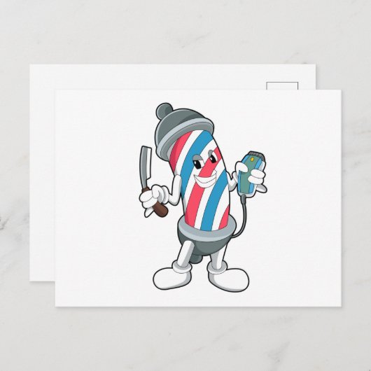 Kann als Friseur mit Razor Postkarte (Vorne/Hinten)