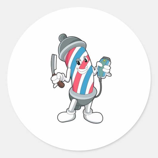 Kann als Friseur mit Razor Runder Aufkleber (Vorderseite)