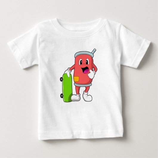 Kann als Skater mit Skateboard Baby T-shirt (Vorderseite)