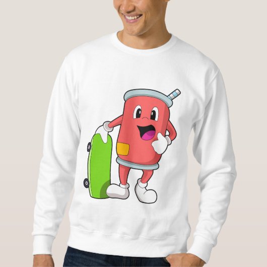 Kann als Skater mit Skateboard Sweatshirt (Vorderseite)