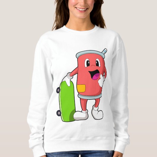 Kann als Skater mit Skateboard Sweatshirt (Vorderseite)