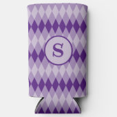 Kann Cooler-Raute Muster Lila mit Monogramm Selters Dosenkühler (Vorderseite)