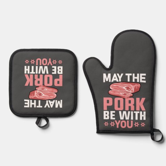 Kann das Schwein bei dir sein? Ofenhandschuh & Topflappen-Set (Vorderseite)