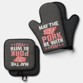 Kann das Schwein bei dir sein? Ofenhandschuh & Topflappen-Set (Vorderseite/Rückseite)