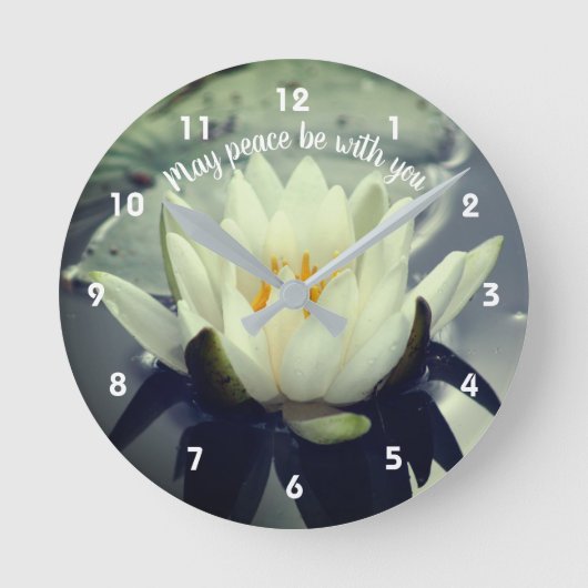 Kann Frieden mit Ihnen Lotus Inspiration sein  Runde Wanduhr (Vorderseite)