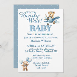 Kann frühes Warten - Niedlicher Teddybär im Flugze Einladung