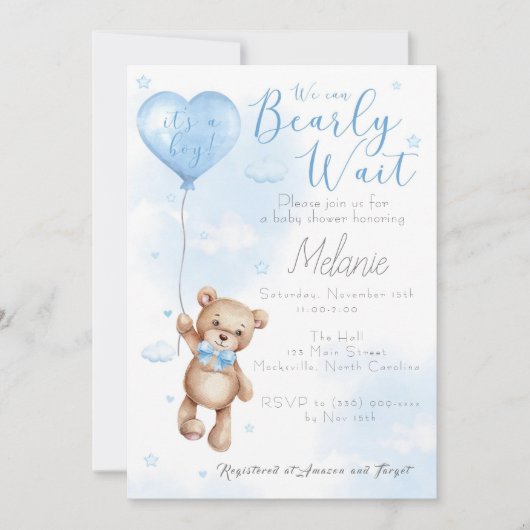 Kann frühzeitig abwarten Baby Dusche Einladung (Vorderseite)