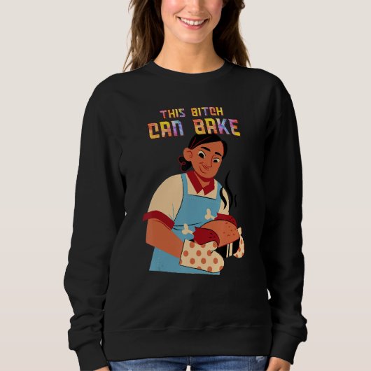 Kann Girl-Lieben backen Funny Text Sweatshirt (Vorderseite)