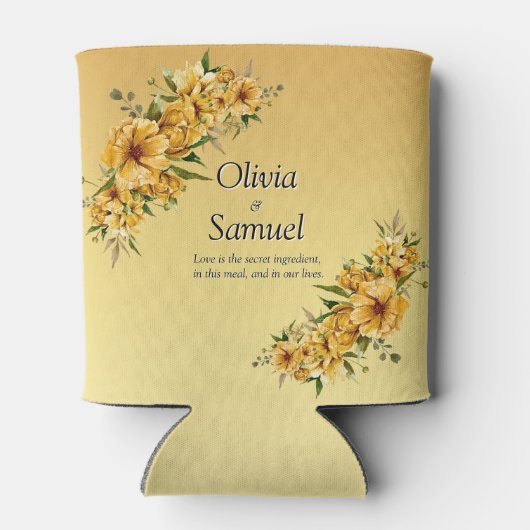 Kann goldene gelbe Blumen kühlen Dosenkühler (Rückseite)