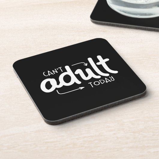 Kann heute kein erwachsenes schwarz-weißes Zitat-S Getränkeuntersetzer (Linke Seite)