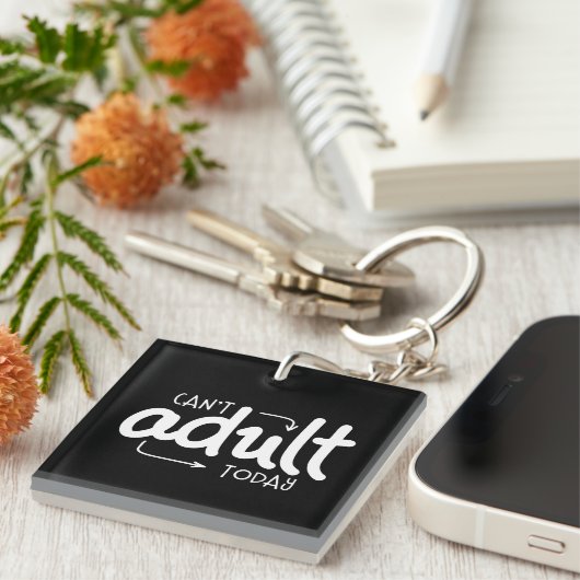 Kann heute kein erwachsenes schwarz-weißes Zitat-S Schlüsselanhänger (Vorderseite rechts)