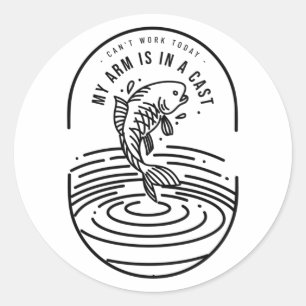 Kann heute nicht arbeiten, mein Arm ist in Gips. Runder Aufkleber