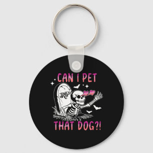 Kann ich das Hund-Skelett an Halloween streicheln  Schlüsselanhänger
