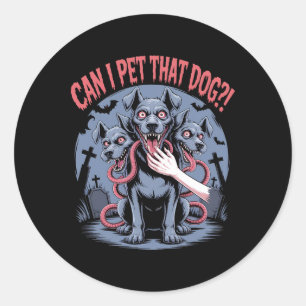 Kann ich diesen Hund Cerberus Horror Halloween Hun Runder Aufkleber