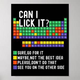 Kann ich es ablecken Periodensystem Lustiger Chemi Poster