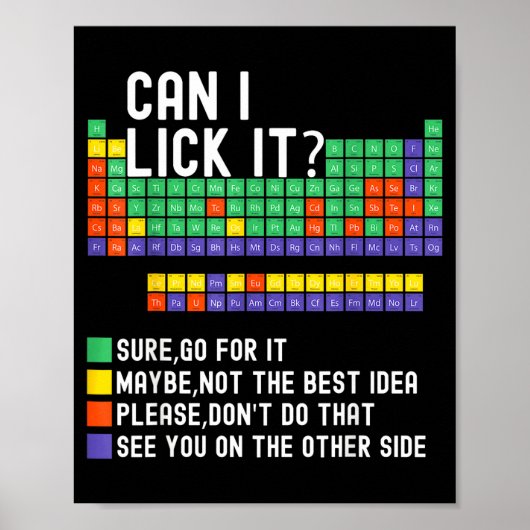 Kann ich es ablecken Periodensystem Lustiger Chemi Poster (Vorne)