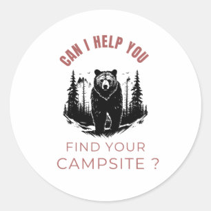 Kann ich Ihnen helfen, Ihren Campingplatz zu finde Runder Aufkleber